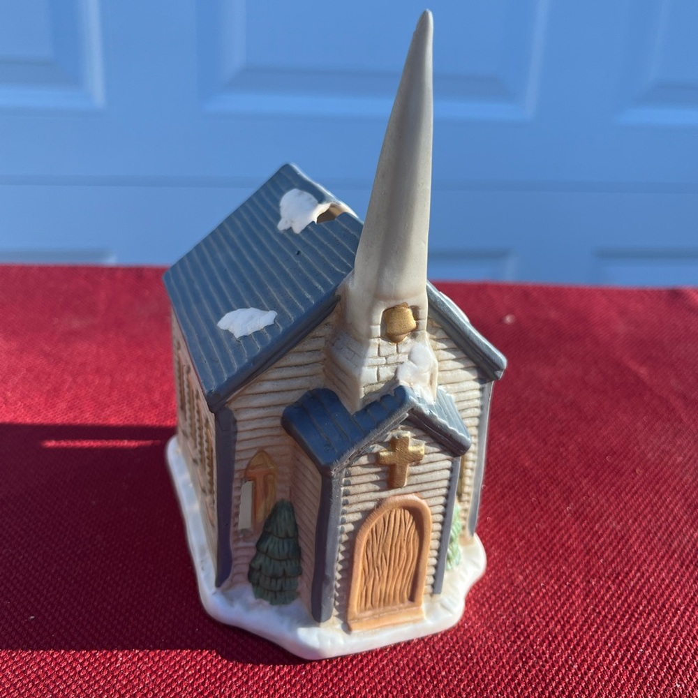 Vintage Colonial Candle Porcelain Church  Votive  Candle Holder